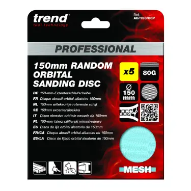 Click Here To Enlarge This Photo Of Trend AB&sol;150&sol;80P 150mm 80G Pro Mesh Random Orbital Sanding Disc &lpar;5 Pack&rpar;
