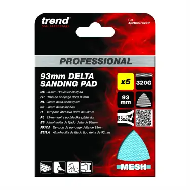 Click Here To Enlarge This Photo Of Trend AB&sol;OSC&sol;320P 93mm 320G Pro Mesh Delta Sanding Pad &lpar;5 Pack&rpar;