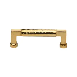 HAM0312 101-ULB Heritage Brass Cabinet Pull Bauhaus Hammered Design 101mm Unlacquered Brass finish