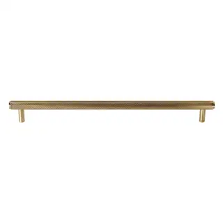 V4458 254-ULB Heritage Brass Cabinet Pull Complete Knurl Design 254mm CTC Unlacquered Brass finish