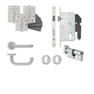 Click Here To Enlarge This Photo Of Eclipse 24400 Safety Lever Euro Cylinder & Turn DIN Lock Door Pack - Satin Stainless Steel