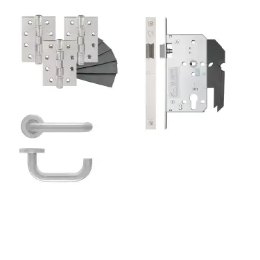 Click Here To Enlarge This Photo Of Eclipse 24405 Safety Lever Latch DIN Door Pack - Satin Stainless Steel