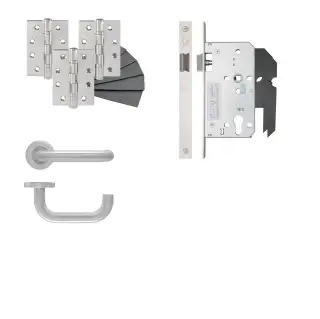 Eclipse 24405 Safety Lever Latch DIN Door Pack - Satin Stainless Steel