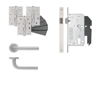 Click Here To Enlarge This Photo Of Eclipse 24425 Straight Lever Latch DIN Door Pack - Satin Stainless Steel