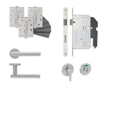 Click Here To Enlarge This Photo Of Eclipse 24433 T Bar Lever Disabled Turn Bathroom DIN Lock Door Pack - Satin Stainless Steel