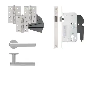 Eclipse 24435 T Bar Lever Latch DIN Door Pack - Satin Stainless Steel