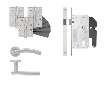 Click Here To Enlarge This Photo Of Eclipse 24445 Arched Lever Latch DIN Door Pack - Satin Stainless Steel
