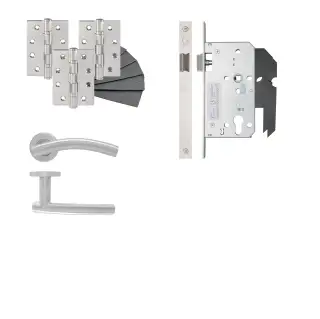 Eclipse 24445 Arched Lever Latch DIN Door Pack - Satin Stainless Steel