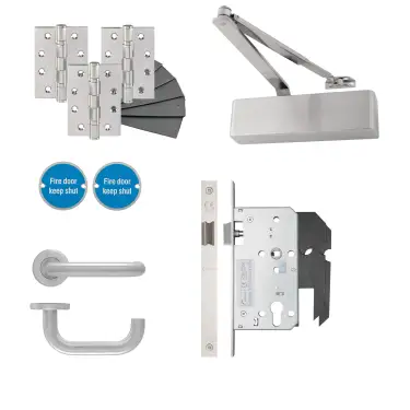 Click Here To Enlarge This Photo Of Eclipse 24482 Commercial Office Non-Locking Heavy Duty DIN Door Pack - Satin Stainless Steel
