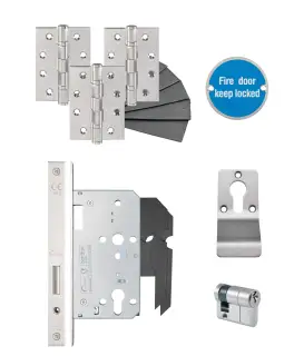 Eclipse 24484 Commercial Single Riser Heavy Duty DIN Door Pack - Satin Stainless Steel