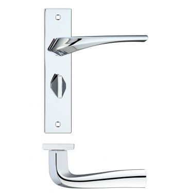 Click Here To Enlarge This Photo Of RM063CP - Zoo Hardware Rosso Maniglie 'Aries' Lever Bathroom (57mm c/c) on Backplate (190x42mm) Polished Chrome