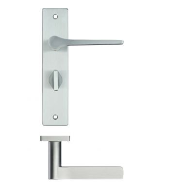 Click Here To Enlarge This Photo Of RM133SC - Zoo Hardware Rosso Maniglie 'Draco' Lever Bathroom (57mm c/c) on Backplate (190x42mm) Satin Chrome