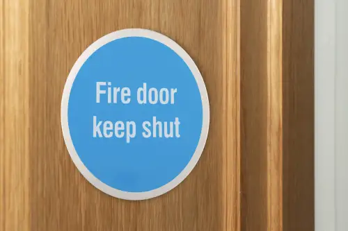 Click Here To Enlarge This Photo Of Eclipse 34756 Satin Stainless Steel 76mm 'Fire Door Keep Shut' Symbol &lpar;Self Adhesive&rpar;