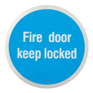 Eclipse 34757 Satin Stainless Steel 76mm 'Fire Door Keep Locked' Symbol &lpar;Self Adhesive&rpar;