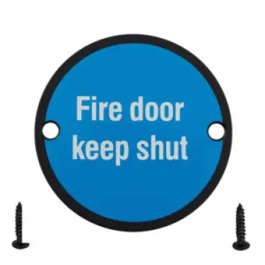 Click Here To Enlarge This Photo Of Eclipse 34986 Matt Black &lpar;SS&rpar; 75mm 'Fire Door Keep Shut' Symbol