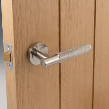 Click Here To Enlarge This Photo Of Eclipse 62232 Satin Nickel Knurled Lever on Round Rose Set &lpar;Freestyle Range&rpar;