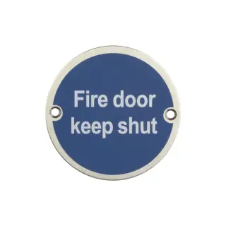 JS100SSS Frelan Hardware &lpar;Stainless Steel&rpar; Fire Door Keep Shut Sign 75mm Satin Stainless Steel