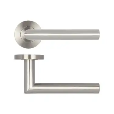Click Here To Enlarge This Photo Of JSS402 Frelan Hardware Julian Door Handles on Rose Grade 304 Satin Stainless Steel