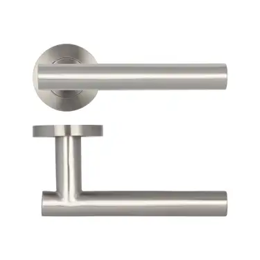 Click Here To Enlarge This Photo Of JSS412 Frelan Hardware Atlanta Door Handles on Rose Grade 304 Satin Stainless Steel