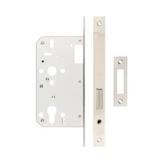 JL-DD60SSS Frelan Hardware Jedo DIN Euro Profile Deadlock 60mm Backset with Square Corners - Satin Stainless Steel