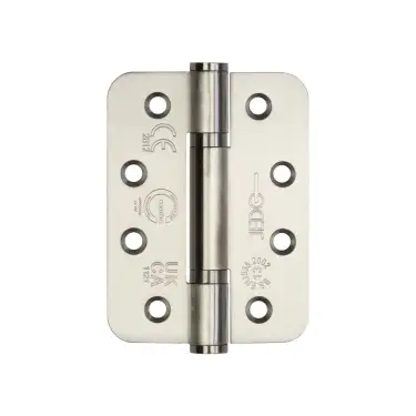 Click Here To Enlarge This Photo Of J9633SSS Frelan Hardware Jedo Certifire Grade 13 &lpar;Stainless Steel&rpar; Radius Polymer Bearing 3 Knuckle Hinges 102mm x 76mm x 3mm Satin Stainless Steel &lpar;Pack of 3&rpar;