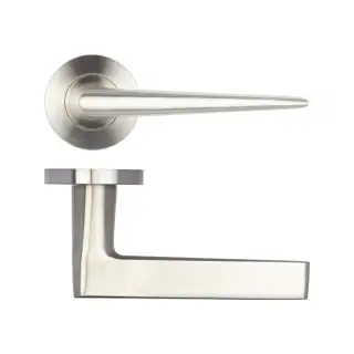 JSS360 Frelan Hardware Meteor Door Handles on Rose Grade 304 Satin Stainless Steel