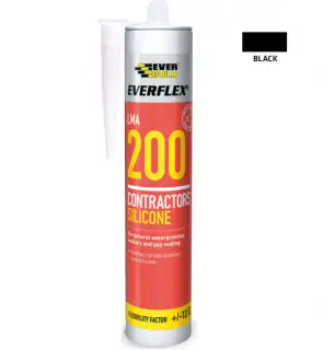 SIKA Everbuild Contractors Silicone 200 Black 295ml