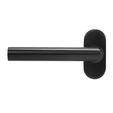 Click Here To Enlarge This Photo Of BLU Performance Mitre Solid Lever Door Handle on Oval Rose&comma; Matt Black Lacquered &lpar;KM960C-MBL&rpar;