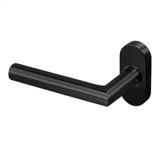 BLU Performance Mitre Solid Lever Door Handle on Oval Rose&comma; Matt Black Lacquered &lpar;KM960C-MBL&rpar;