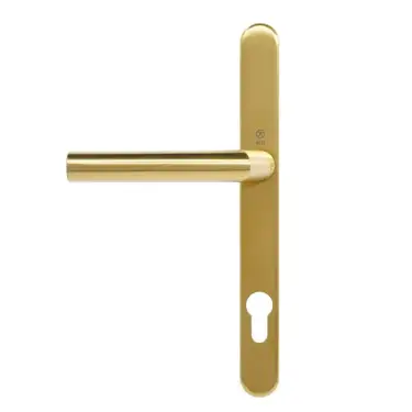 Click Here To Enlarge This Photo Of BLU Performance Angled Lever Door Handle on Backplate Set &lpar;92mm c&sol;c&rpar; 316 Stainless Steel in a PVD Satin Brass Finish &lpar;AML096-PSB&rpar;