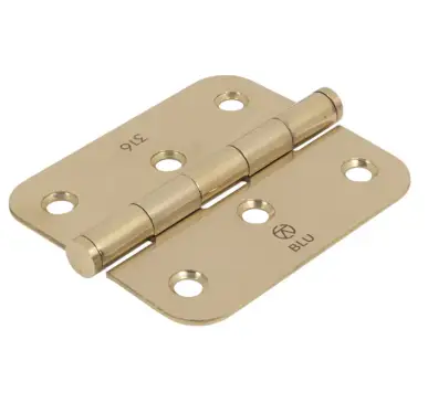 Click Here To Enlarge This Photo Of BLU Performance Slim Knuckle Door and Window Hinge Radius Corner&comma; 76 x 66 x 2mm&comma; 316 Stainless Steel in a PVD Polished Brass Finish &lpar;HY3R-PPB&rpar;