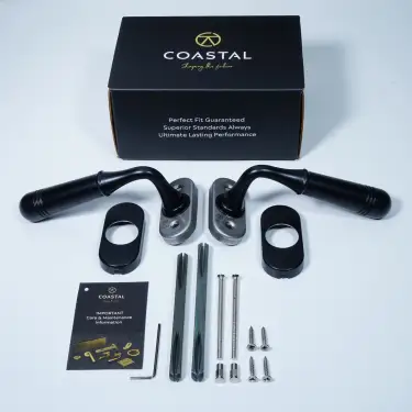 Click Here To Enlarge This Photo Of BLU Performance Opera Lever Door Handle on Oval Rose&comma; 316 Stainless Steel in a PVD Satin Brass Finish &lpar;TBH085-PSB&rpar;