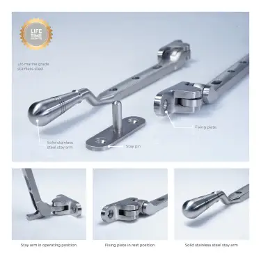 Click Here To Enlarge This Photo Of BLU Performance 8" &lpar;203mm&rpar; Opera Casement Window Stay&comma; 316 Satin Stainless Steel &lpar;TBH300-8-SSS&rpar;