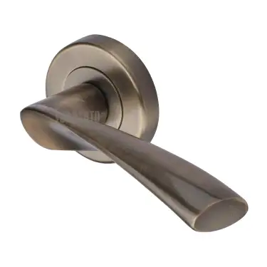 Click Here To Enlarge This Photo Of SC-2042-AZ M&period;Marcus Sorrento Door Handle Lever Latch on Round Rose Treviso Design Antique Brass on Zinc finish