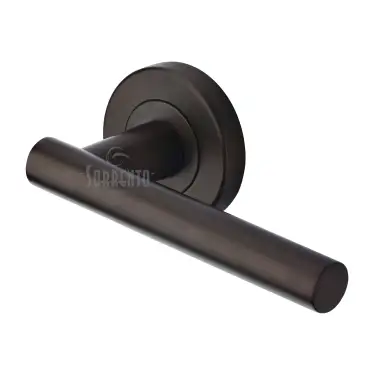 Click Here To Enlarge This Photo Of SC-3052-MBZ M&period;Marcus Sorrento Door Handle Lever Latch on Round Rose Shuttle Design Matt Bronze on Zinc finish