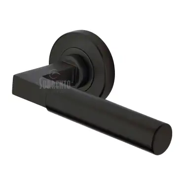 Click Here To Enlarge This Photo Of SC-4059-BLK M&period;Marcus Sorrento Door Handle Lever Latch on Round Rose Gropius Bau Design Matt Black finish