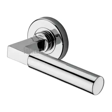 Click Here To Enlarge This Photo Of SC-4059-PC M&period;Marcus Sorrento Door Handle Lever Latch on Round Rose Gropius Bau Design Polished Chrome finish