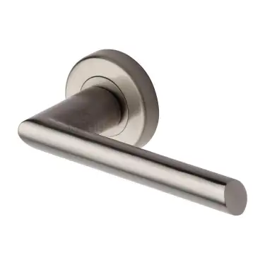 Click Here To Enlarge This Photo Of SC-4692-SNZ M&period;Marcus Sorrento Door Handle Lever Latch on Round Rose Mercury Design Satin Nickel on Zinc finish