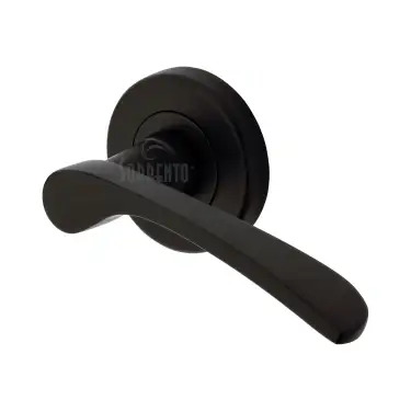 Click Here To Enlarge This Photo Of SC-5380-BLK M&period;Marcus Sorrento Door Handle Lever Latch on Round Rose Arcadia Design Matt Black finish