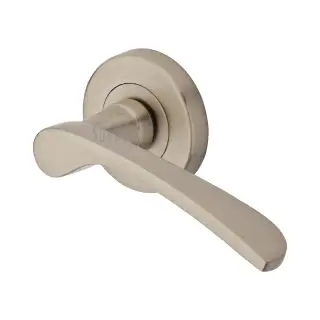 SC-5380-SNZ M&period;Marcus Sorrento Door Handle Lever Latch on Round Rose Arcadia Design Satin Nickel on Zinc finish