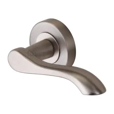 Click Here To Enlarge This Photo Of SC-7352-SNZ M&period;Marcus Sorrento Door Handle Lever Latch on Round Rose Aurora Design Satin Nickel on Zinc finish