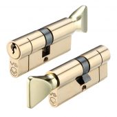 V10EP4032CTPBE - Zoo Hardware Vier V10 Euro Profile Cylinder & Turn 72mm (40/32T) Polished Brass