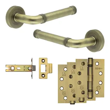Click Here To Enlarge This Photo Of JV853AB Frelan Hardware Jedo Complete 'Midtown' Door Handle Pack - Internal Doors - Antique Brass