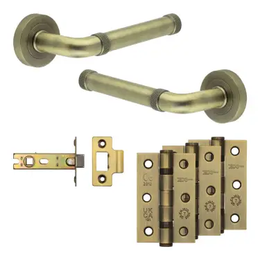 Click Here To Enlarge This Photo Of JV853AB Frelan Hardware Jedo Complete 'Midtown' Door Handle Pack - Internal Doors - Antique Brass