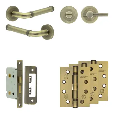 Click Here To Enlarge This Photo Of JV853AB Frelan Hardware Jedo Complete 'Midtown' Door Handle Pack - Internal Doors - Antique Brass