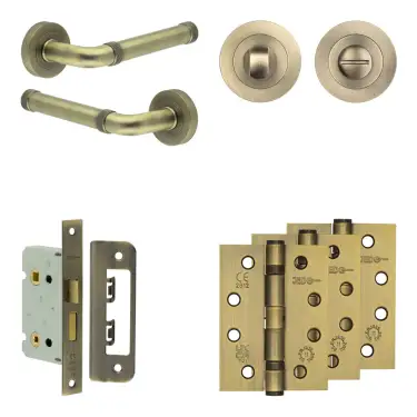 Click Here To Enlarge This Photo Of JV853AB Frelan Hardware Jedo Complete 'Midtown' Door Handle Pack - Internal Doors - Antique Brass