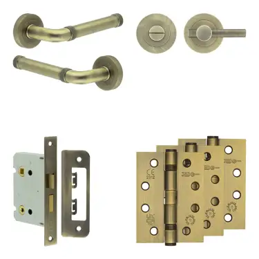 Click Here To Enlarge This Photo Of JV853AB Frelan Hardware Jedo Complete 'Midtown' Door Handle Pack - Internal Doors - Antique Brass