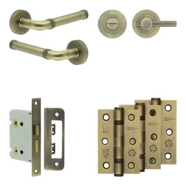 Click Here To Enlarge This Photo Of JV853AB Frelan Hardware Jedo Complete 'Midtown' Door Handle Pack - Internal Doors - Antique Brass