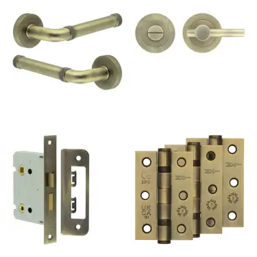 Click Here To Enlarge This Photo Of JV853AB Frelan Hardware Jedo Complete 'Midtown' Door Handle Pack - Internal Doors - Antique Brass