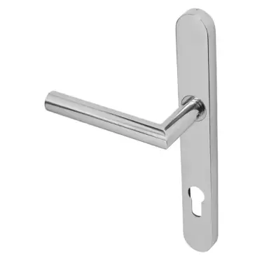 Click Here To Enlarge This Photo Of BLU Performance KM078C Mitre Lever Door Handle on Backplate &lpar;Dual Sprung&rpar;&comma; 52mm Handle Projection Version&comma; 316 Polished Stainless Steel&period; &lpar;KM078C-PSS&rpar;